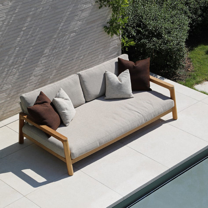 Tolo 3-seat lounge sofa in teak and all-weather cushions