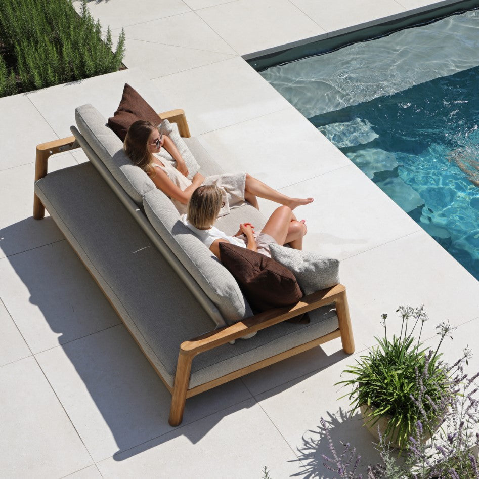 Tolo 3-seat lounge sofa in teak and all-weather cushions
