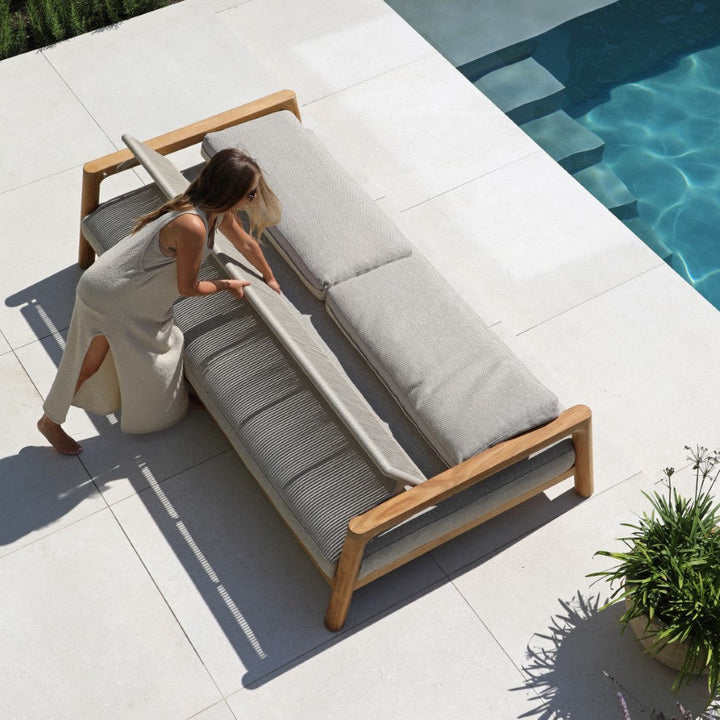 Tolo 3-seat lounge sofa in teak and all-weather cushions