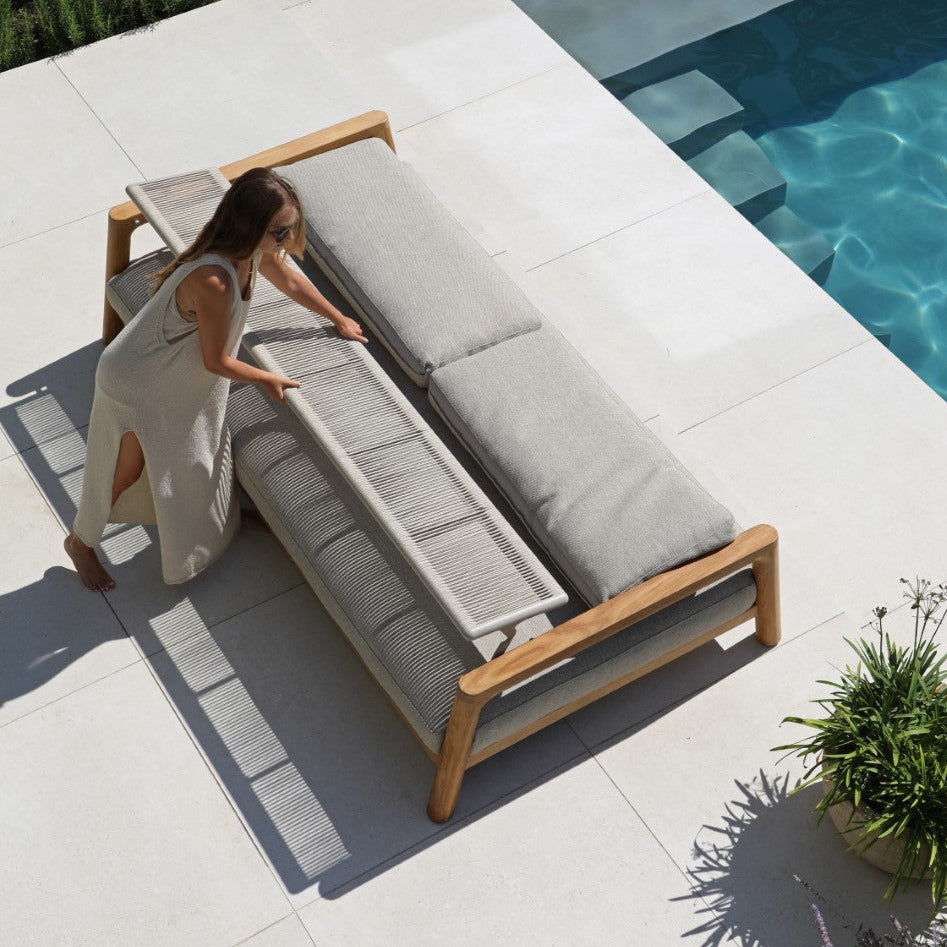 Tolo 3-seat lounge sofa in teak and all-weather cushions