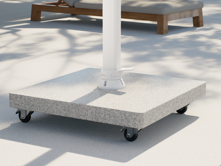 Mallorca cantilever parasol white frame and light grey parasol fabric + base + protective cover