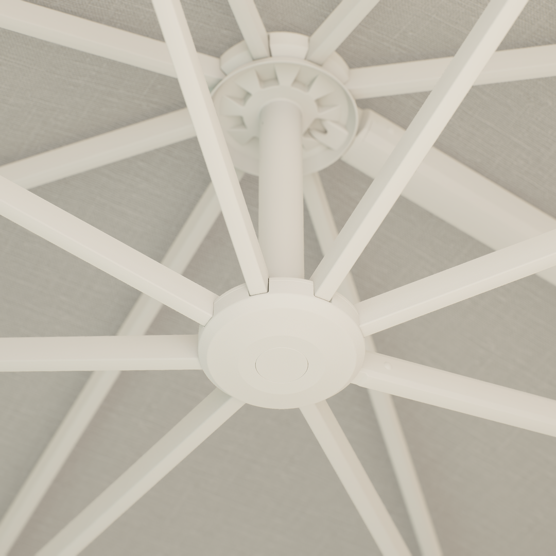 Mallorca cantilever parasol white frame and light grey parasol fabric + base + protective cover