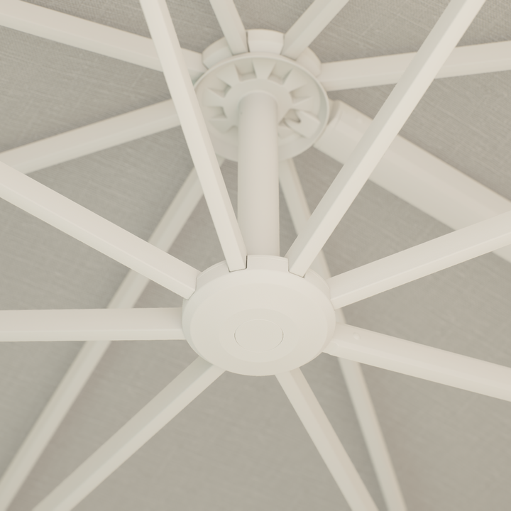 Mallorca cantilever parasol white frame and light grey parasol fabric + base + protective cover