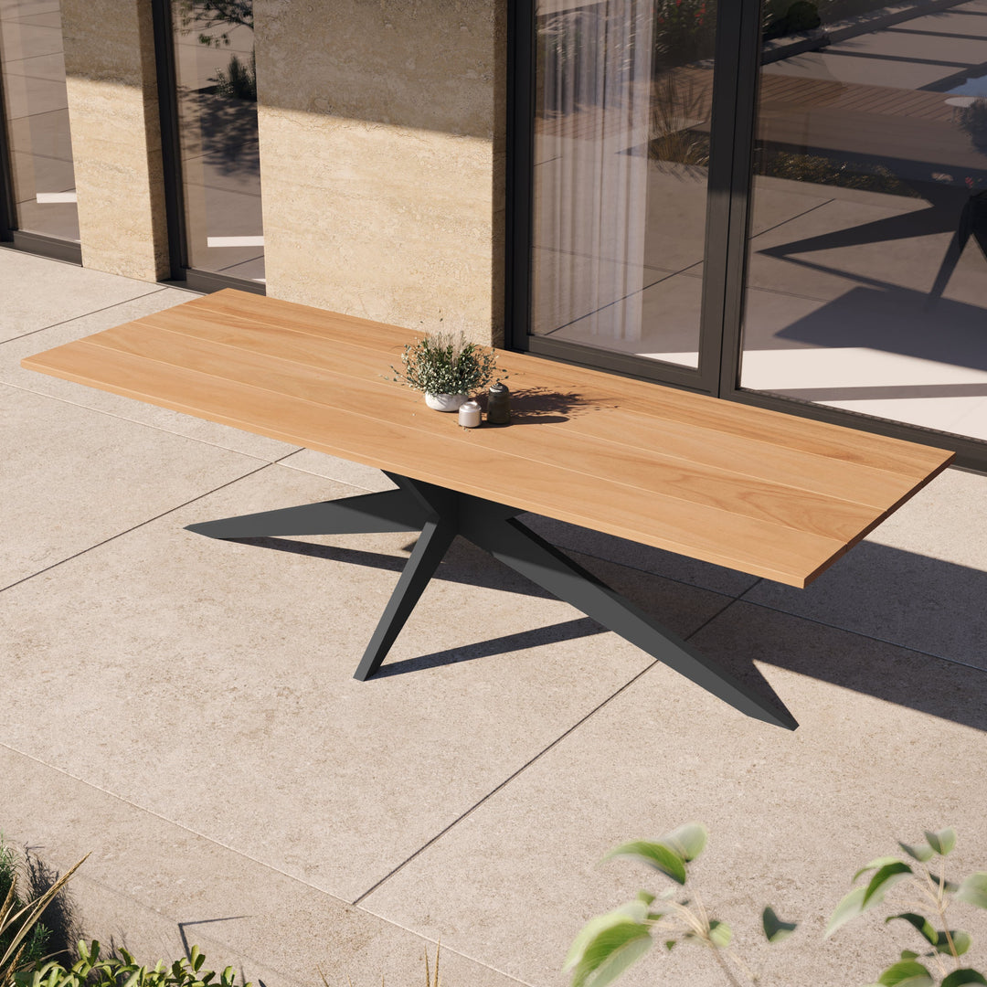 Yate garden table 280x100 charcoal aluminum frame and teak table top