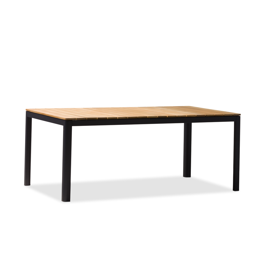 Bonita table de jardin 210x100 blanc antracite cadre et plateau de table en teck