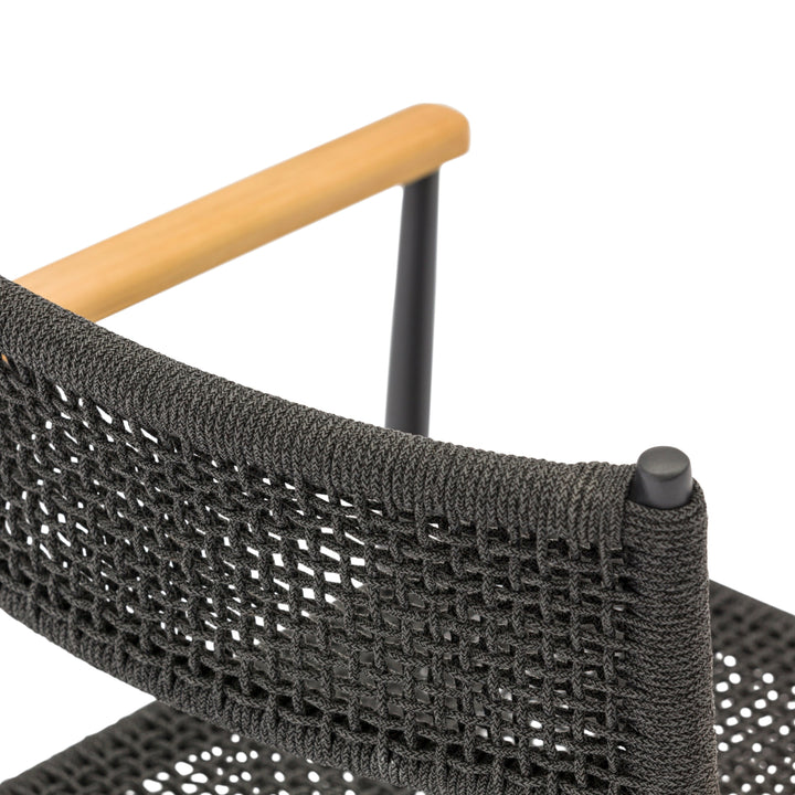 Chaise de jardin empilable Coco en aluminium anthracite et corde ronde tressée carrée anthracite