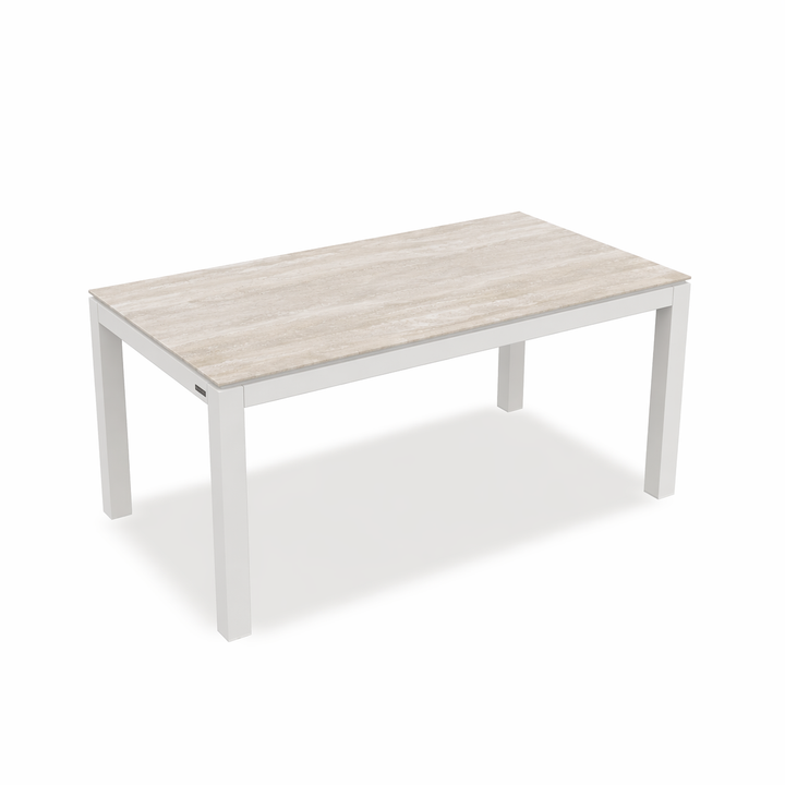 Danli tuintafel 160x90 wit aluminium frame en volkeramisch tafelblad