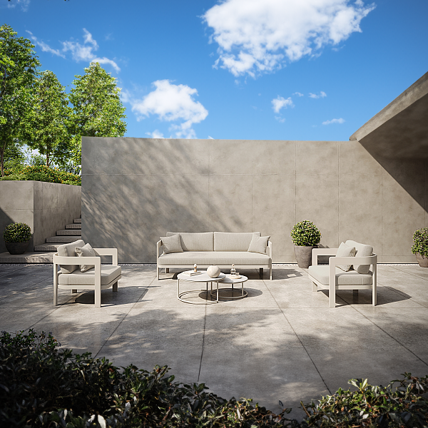 Domani lounge set in beige aluminium and all-weather cushions