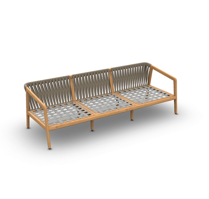 Ritz 3-zit loungebank in teak met all-weather kussen