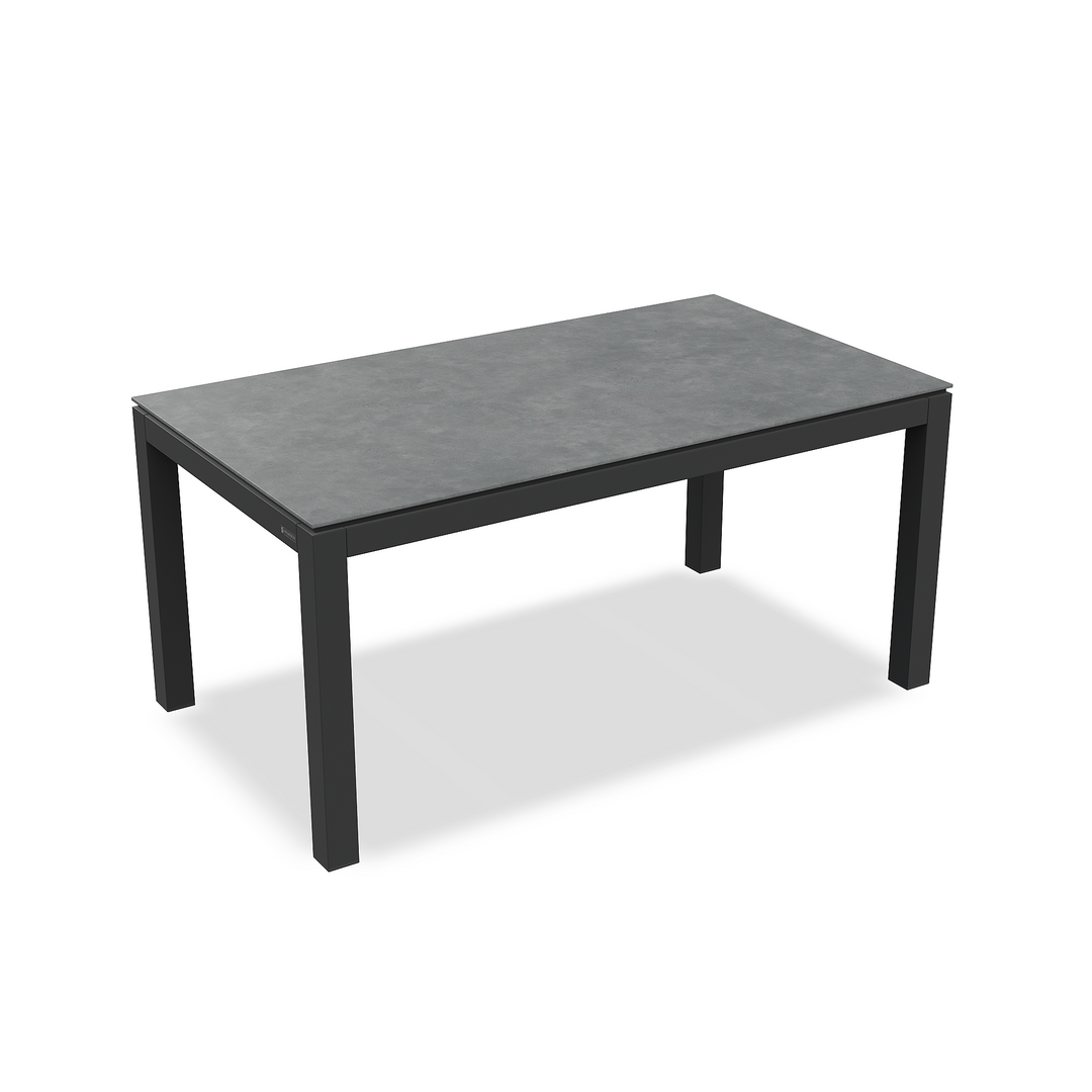 Danli tuintafel 160x90 antracite aluminium frame en volkeramisch ash grey tafelblad
