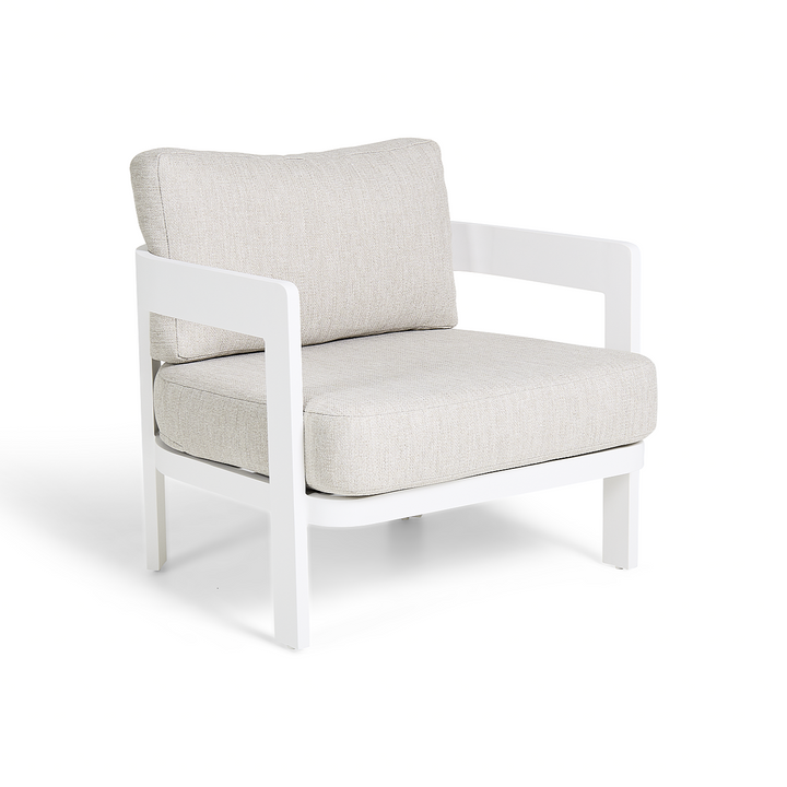 Ensemble de salon Domani en aluminium blanc avec coussins toutes saisons