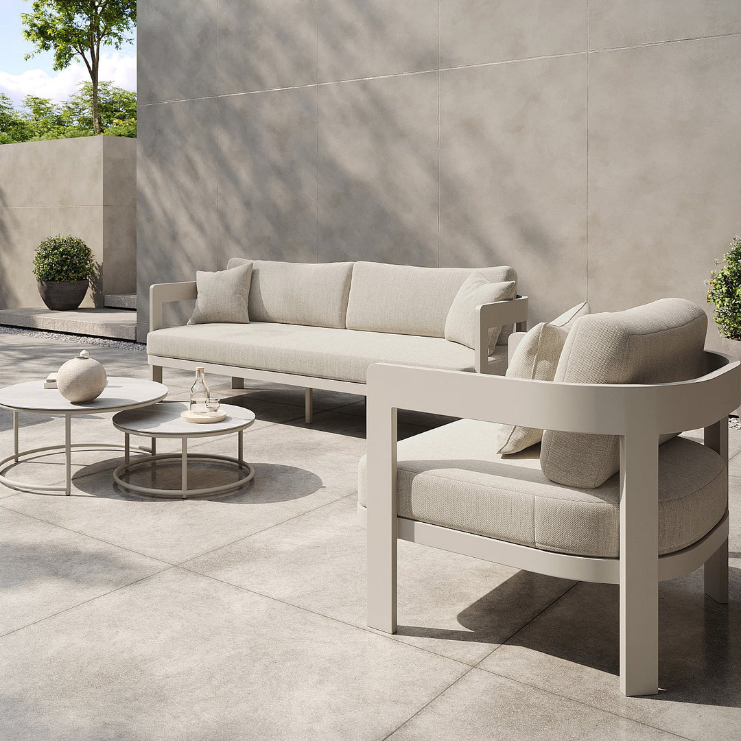 Domani loungeset in beige aluminium en all-weather kussens (showroommodel laatste set)