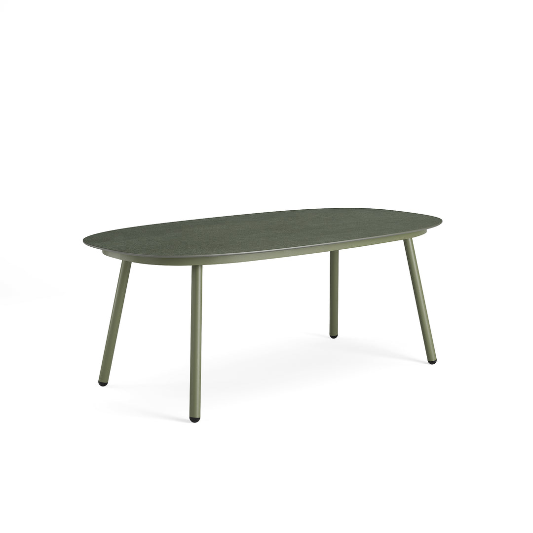 Phil garden table alu green matte 210x110 with ceramic tabletop