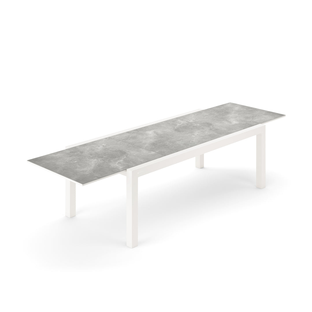 Table Livorno 220-330x105 blanche, matte, gris palladium