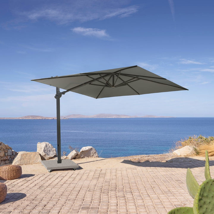 Parasol flottant Monaco 300x300 Parasol Sunbrella + base + housse | noir/charbon