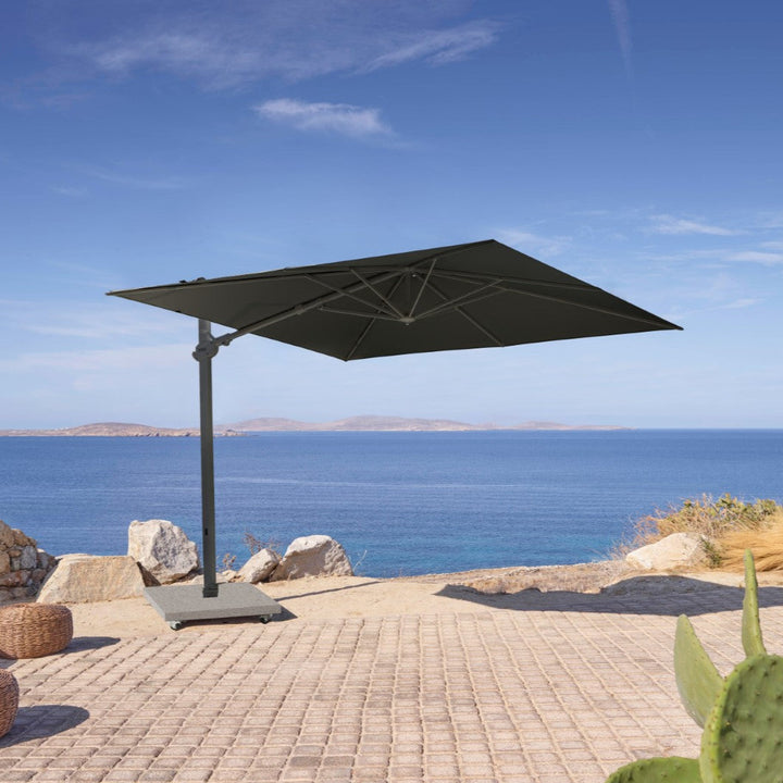 Parasol flottant Monaco 300x300 Parasol Sunbrella + socle + housse charbon 