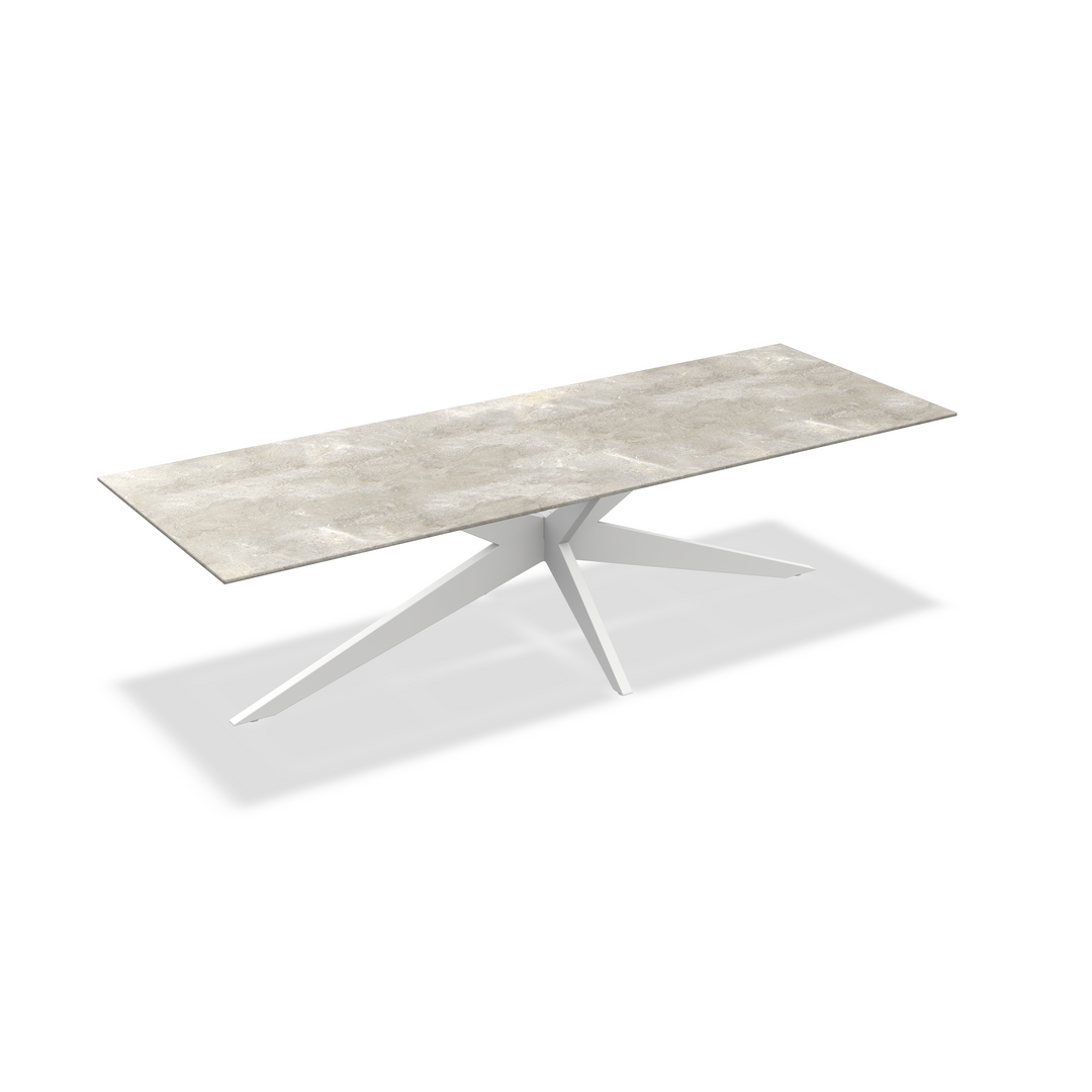 Yate garden table 280x100 white aluminum frame and all-ceramic palladium gray table top 