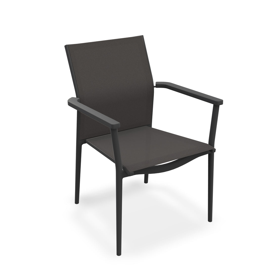 Loya stackable garden chair in anthracite aluminum and dark gray batyline