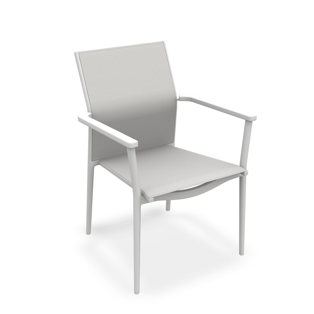 Loya stackable garden chair in wit aluminum and light gray batyline
