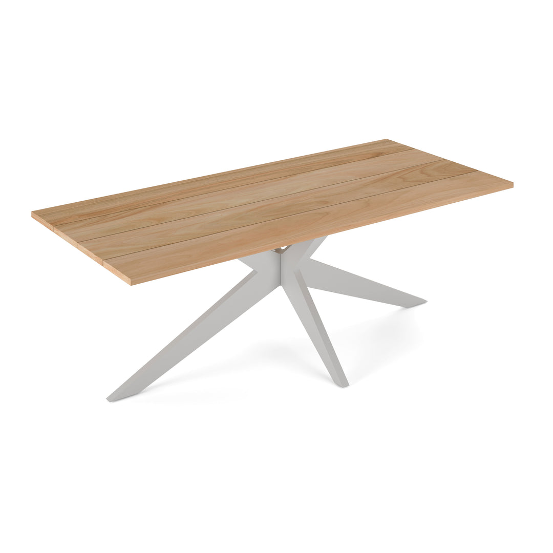 Yate garden table 220x100 white aluminum frame and teak table top