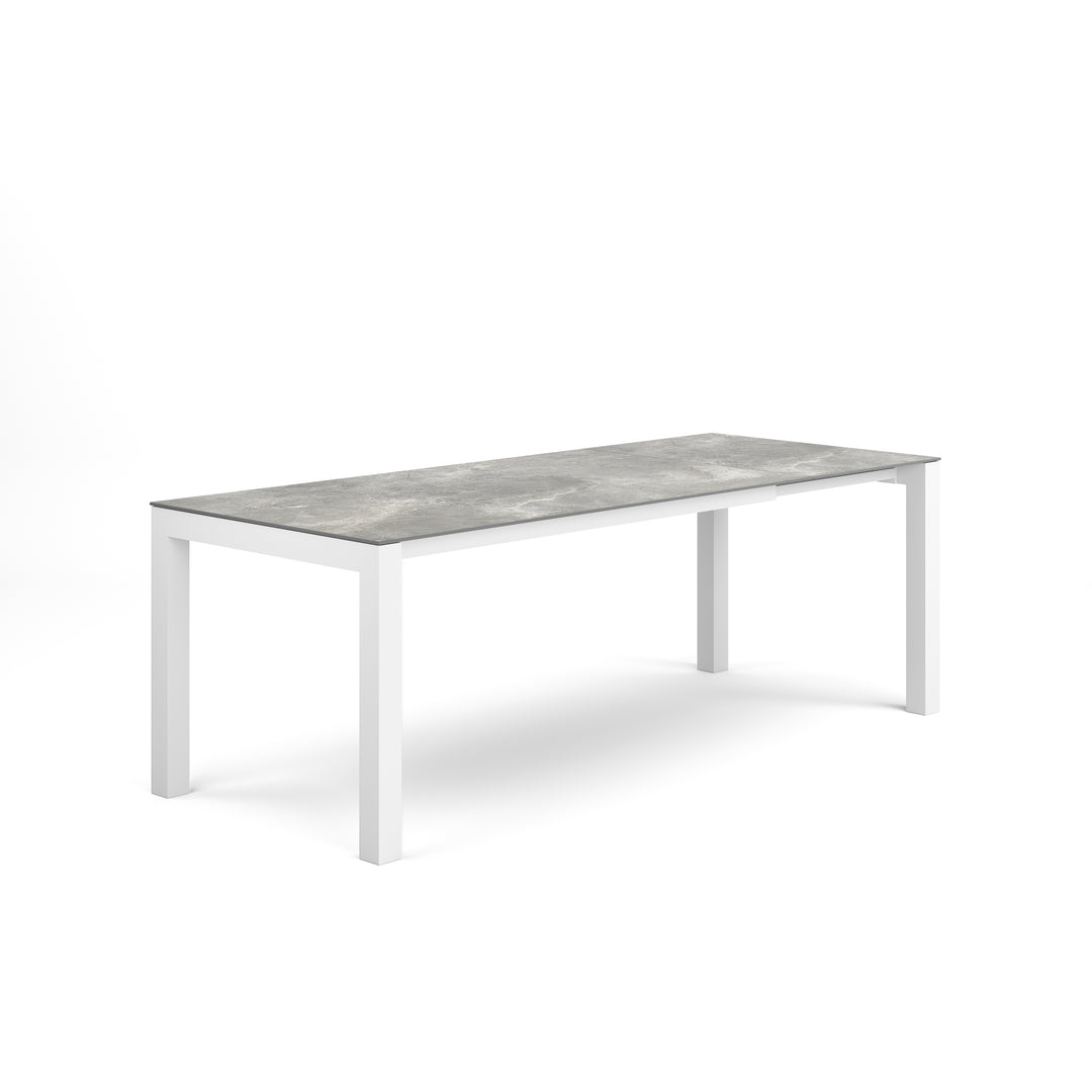Table de jardin extensible Forli 160-220x90cm blanc gris palladium mat 
