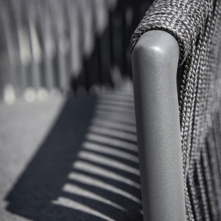 Lit de jour Fortuna en aluminium antracite avec corde ronde tissée droite antracite