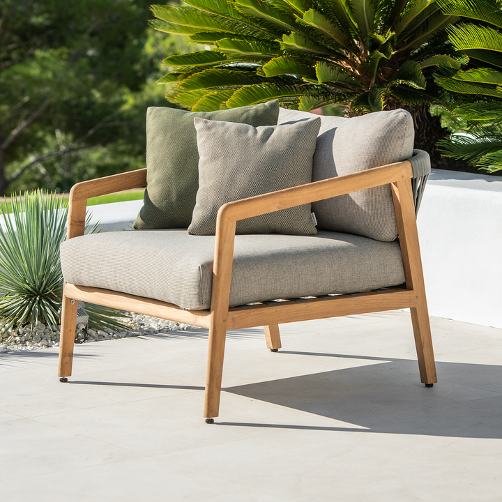 Ritz 1-zit loungezetel in teak met all-weather kussen