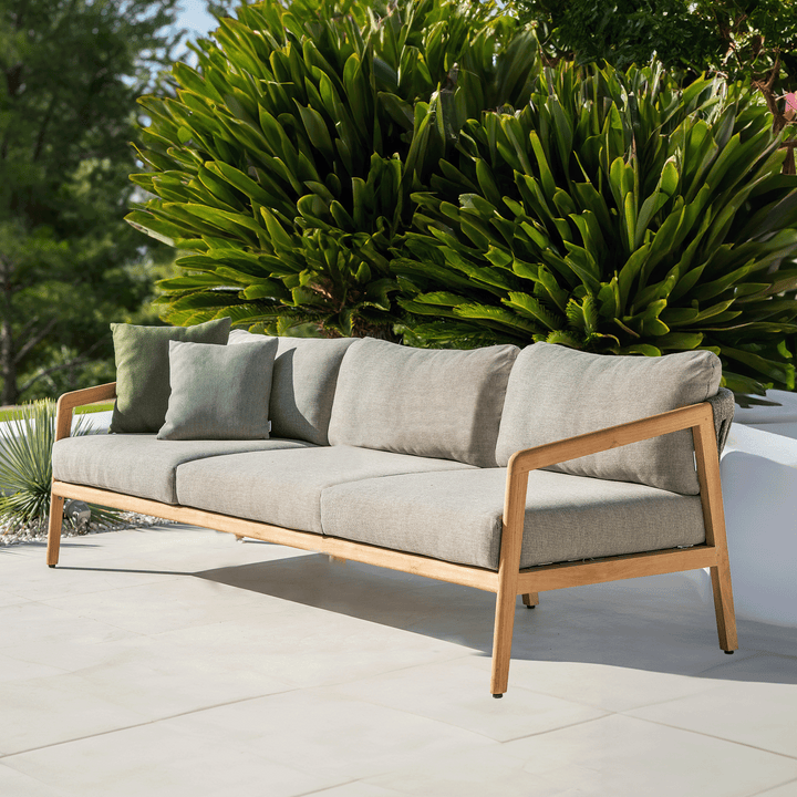 Ritz 3-zit loungebank in teak met all-weather kussen
