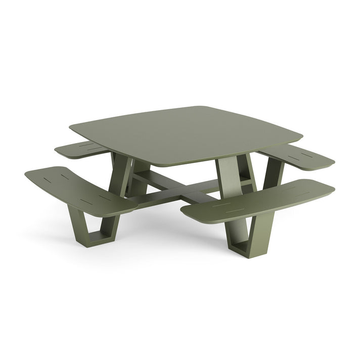 Squadro picknicktafel 229x229cm in groen mat aluminium