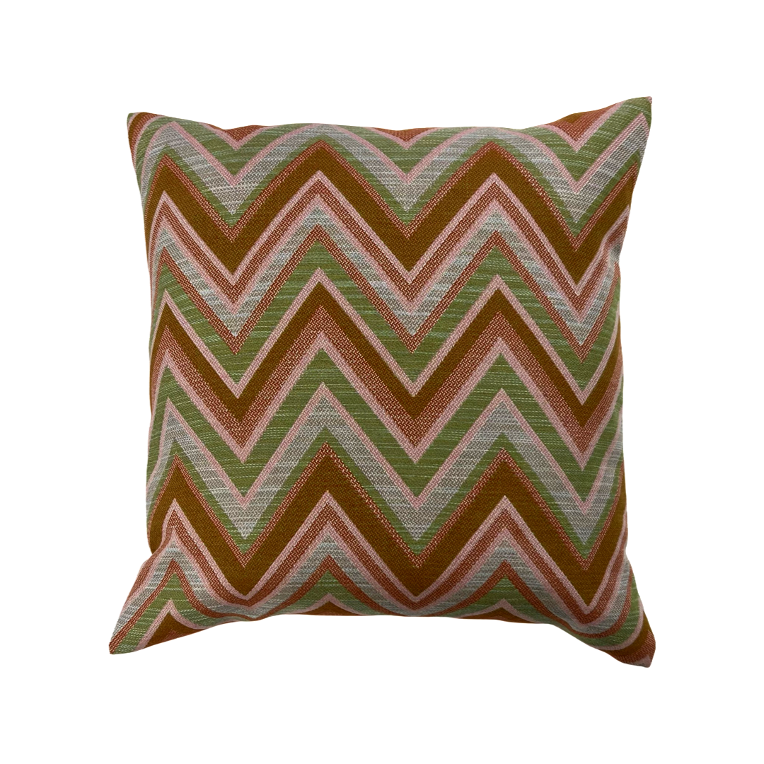Mmio Gold cushion zigzag pastel orange/green 45x45