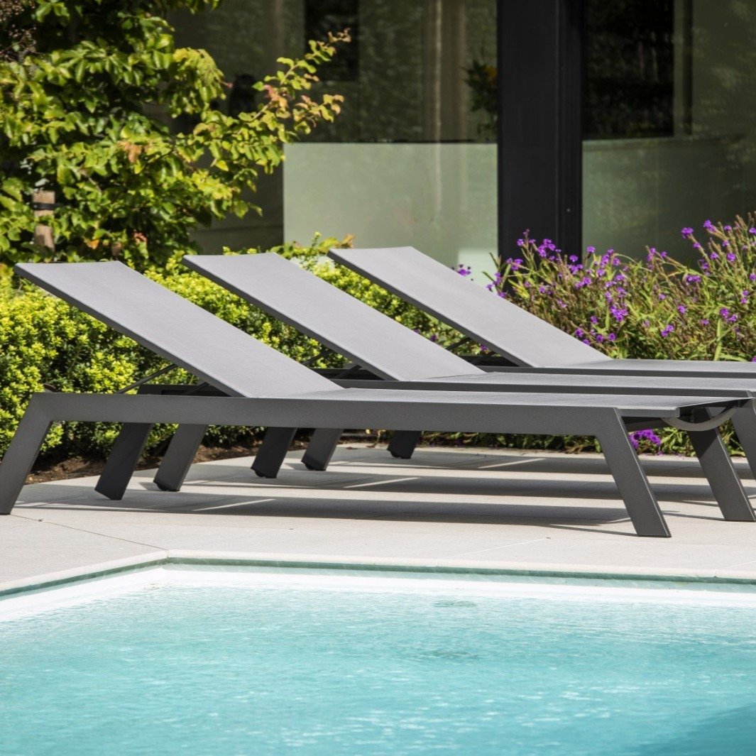 Vigo Chaise Longue Charbon | Gris Argenté