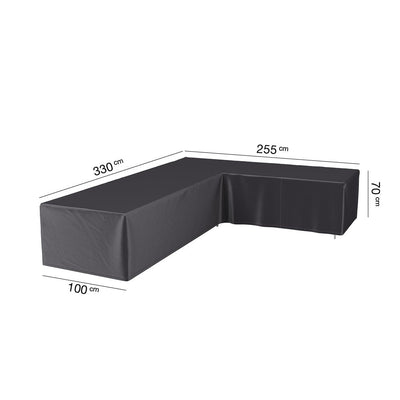 Housse de salon en forme de L 330x255x100x70 Droite 