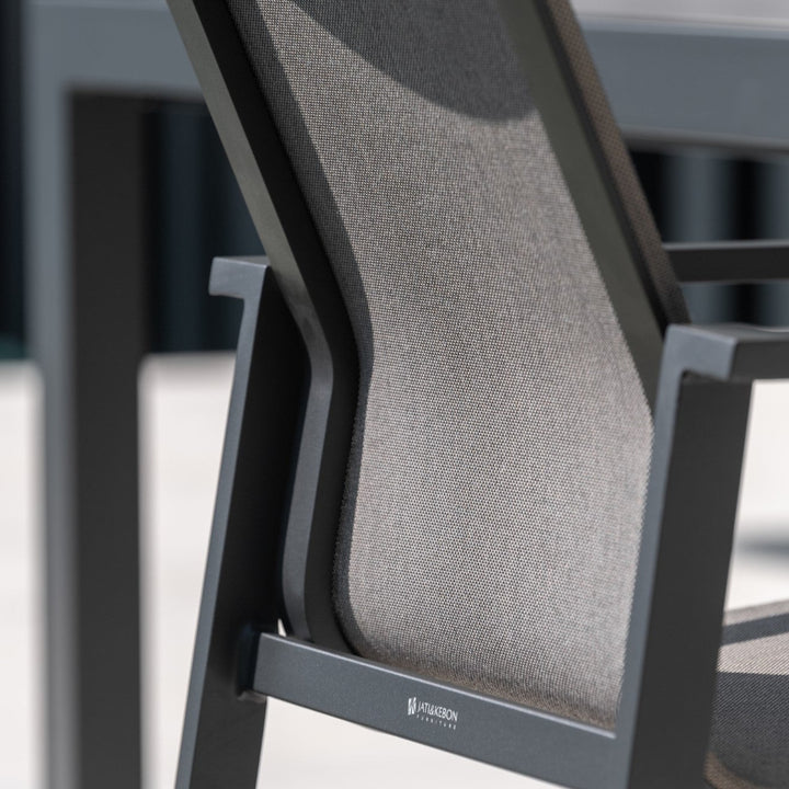 Beja stackable garden chair in antracite aluminium and taupe batyline