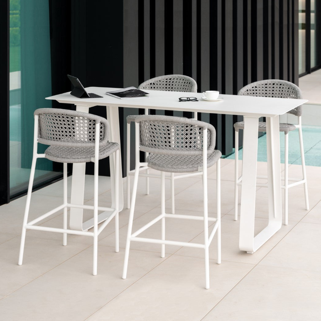 Elko bar table white ceramic | Butterfly barstoel