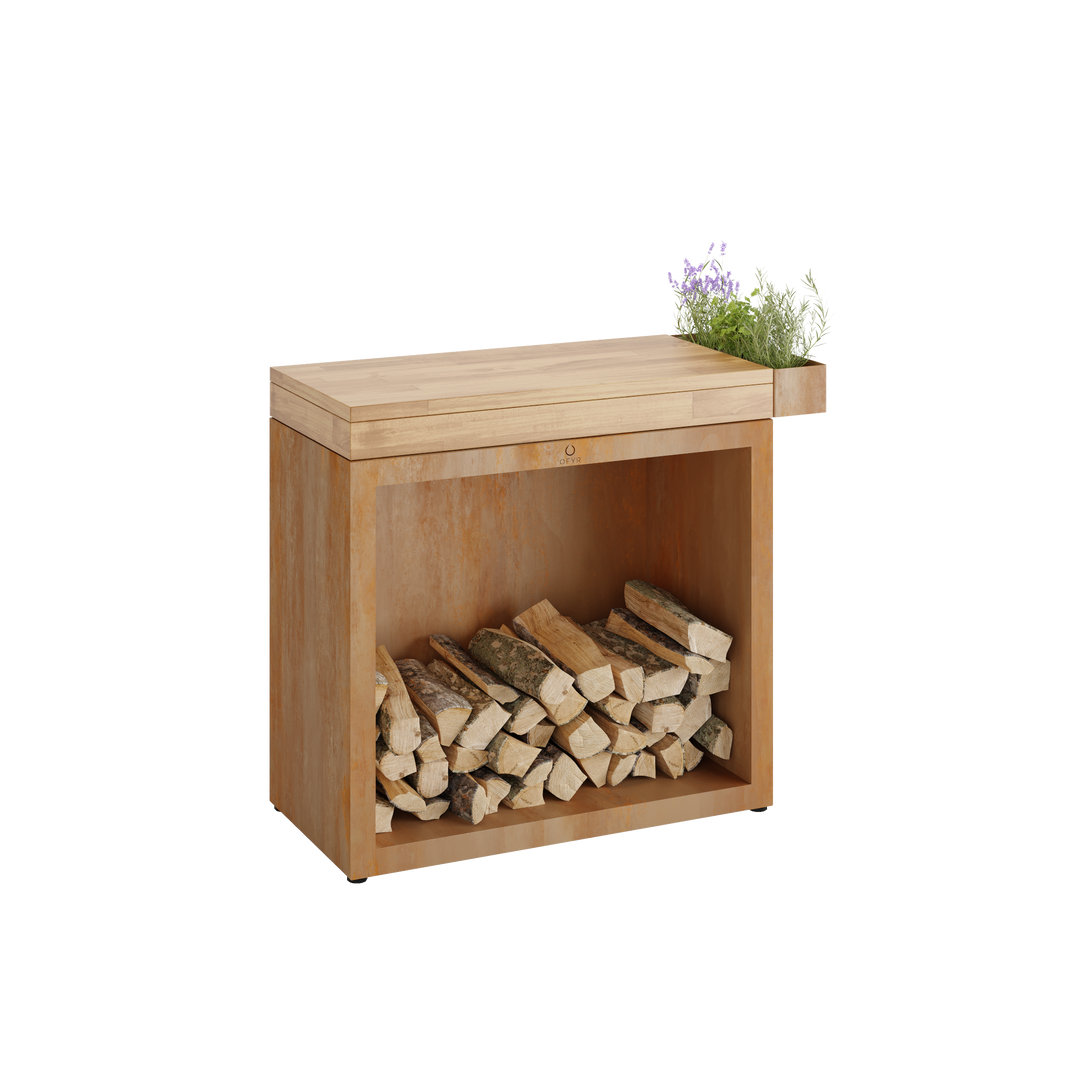 Ofyr Butcher block storage 90 corten teak hout