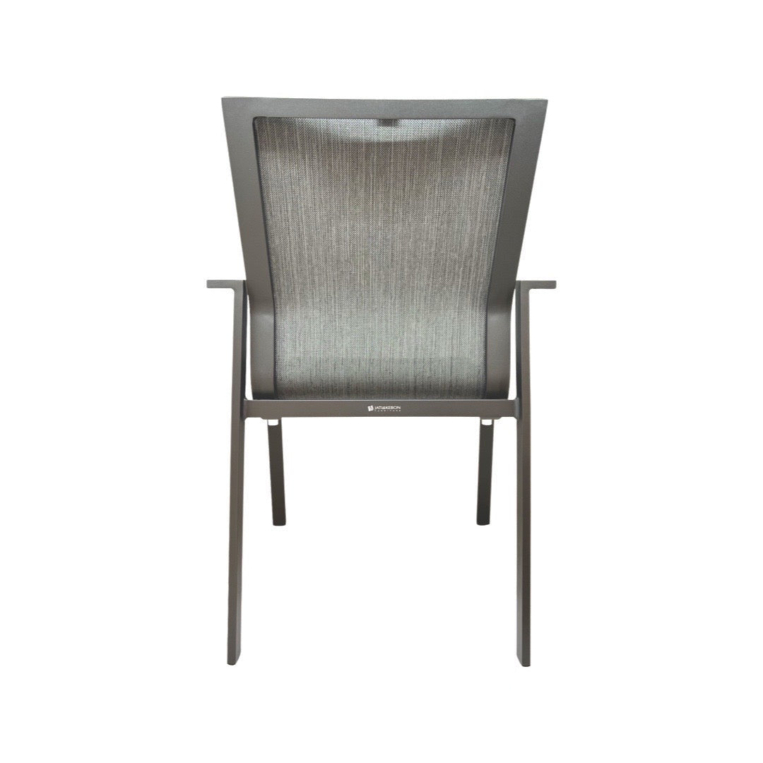 Chaise de jardin empilable Evora en aluminium anthracite et batyline gris foncé