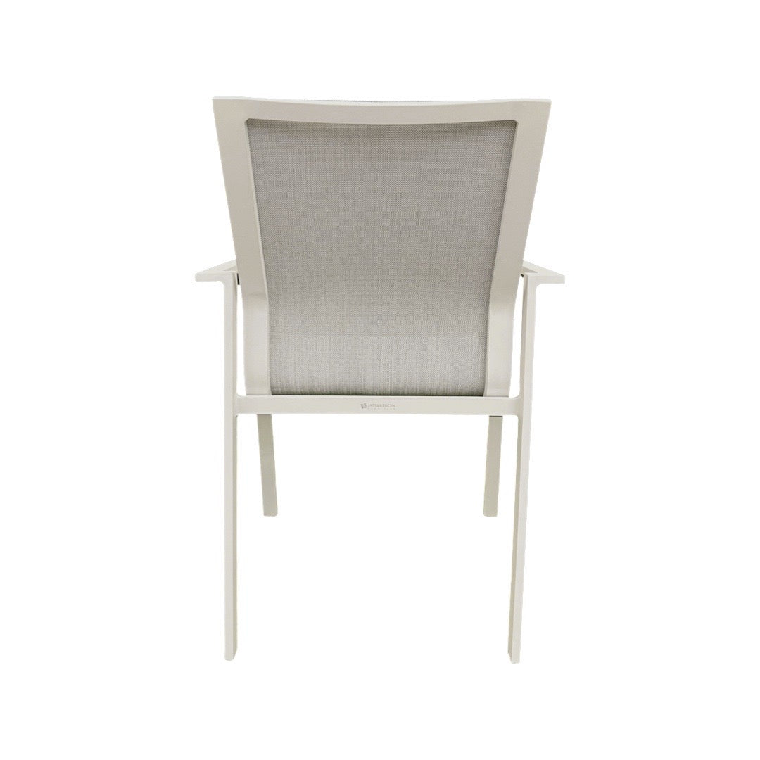 Chaise de jardin empilable Evora en aluminium blanc et textilène gris clair