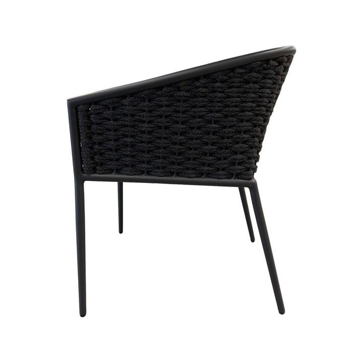 Sarina garden chair in antracite aluminium and antracite horizontally woven round rope