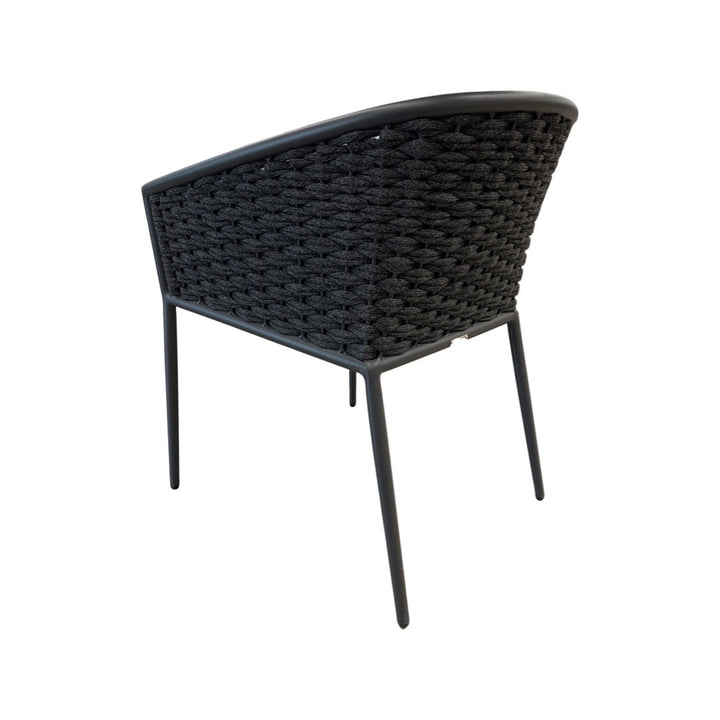 Sarina garden chair in antracite aluminium and antracite horizontally woven round rope
