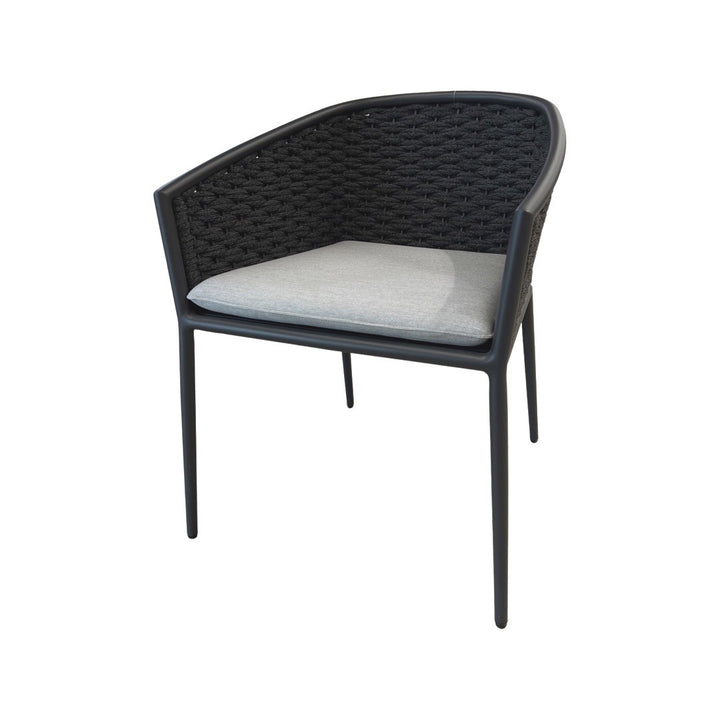 Sarina garden chair in antracite aluminium and antracite horizontally woven round rope
