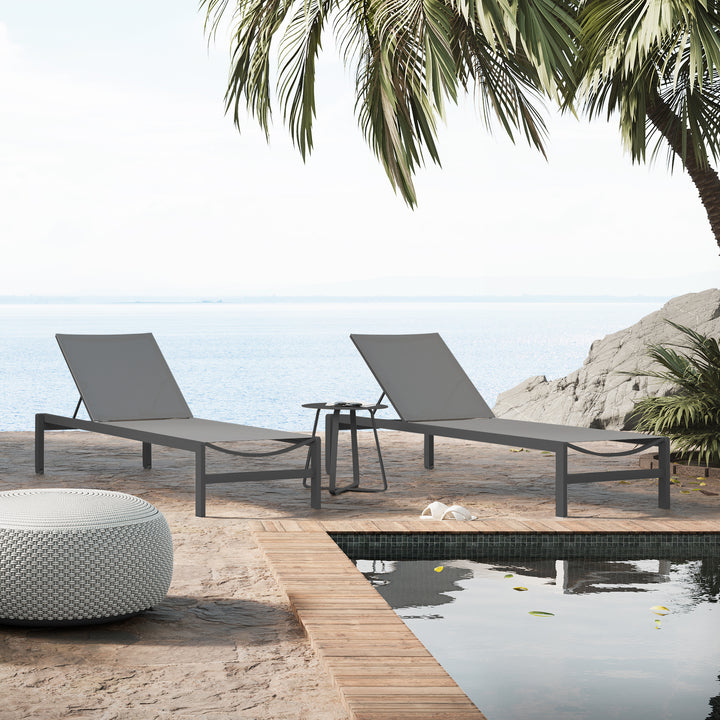 Lit de plage Mauritius en aluminium antracite et textylène gris