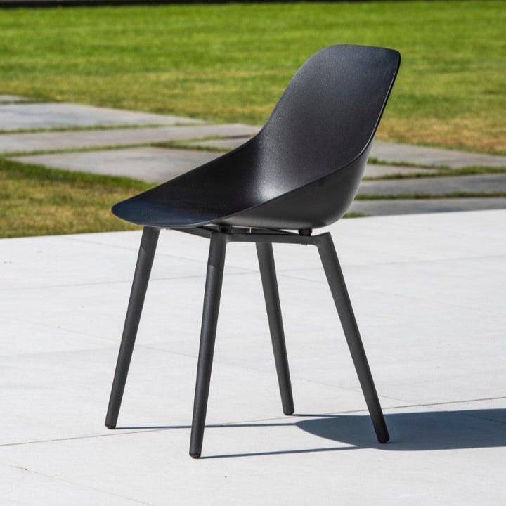 Chaise de jardin Galati en aluminium anthracite et plastique noir 