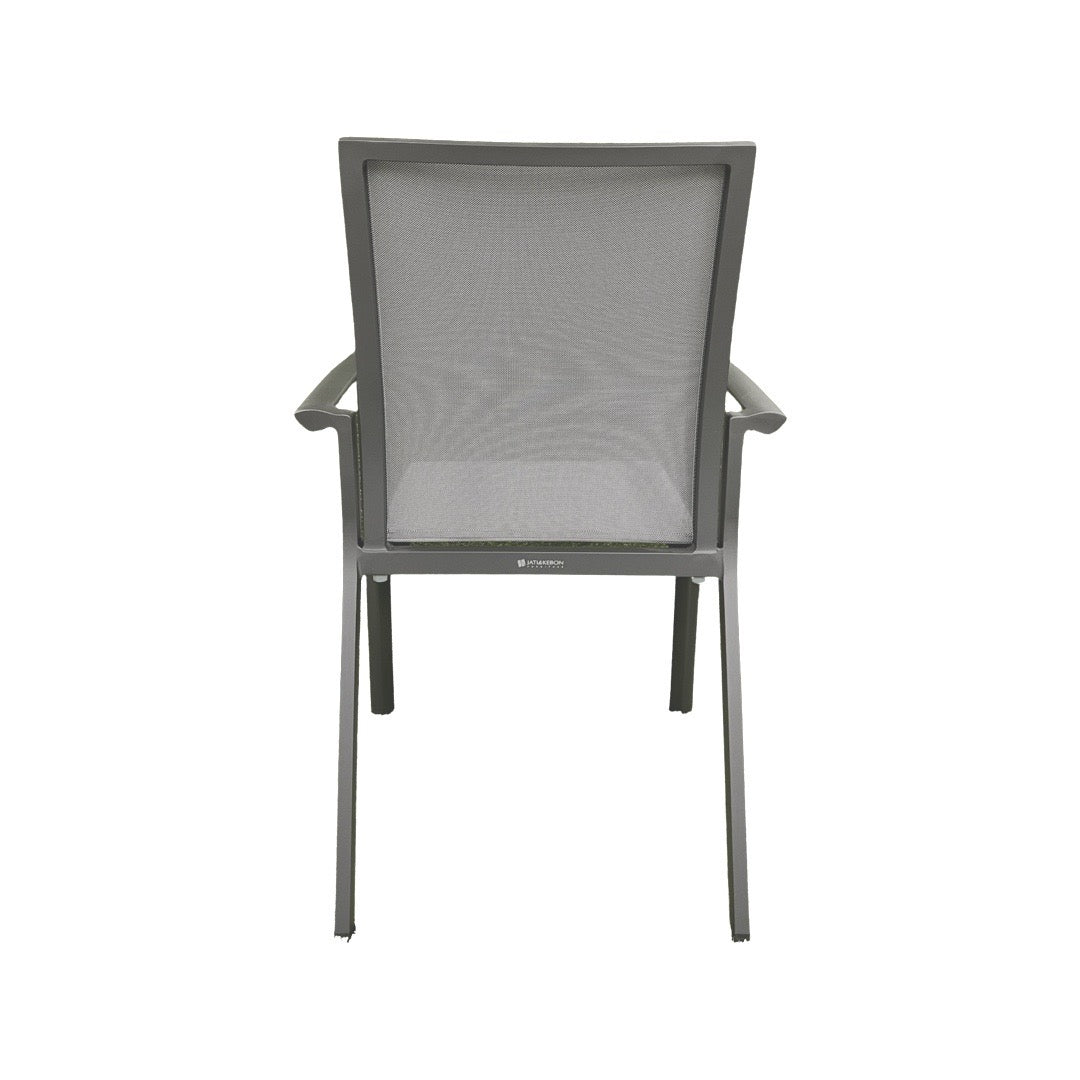 Sevilla stackable garden chair in anthracite aluminum and silver-gray textilene