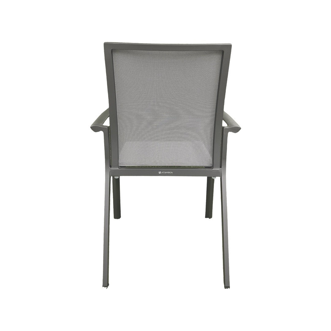 Sevilla chaise de jardin empilable en antracite aluminium et textilène gris argenté