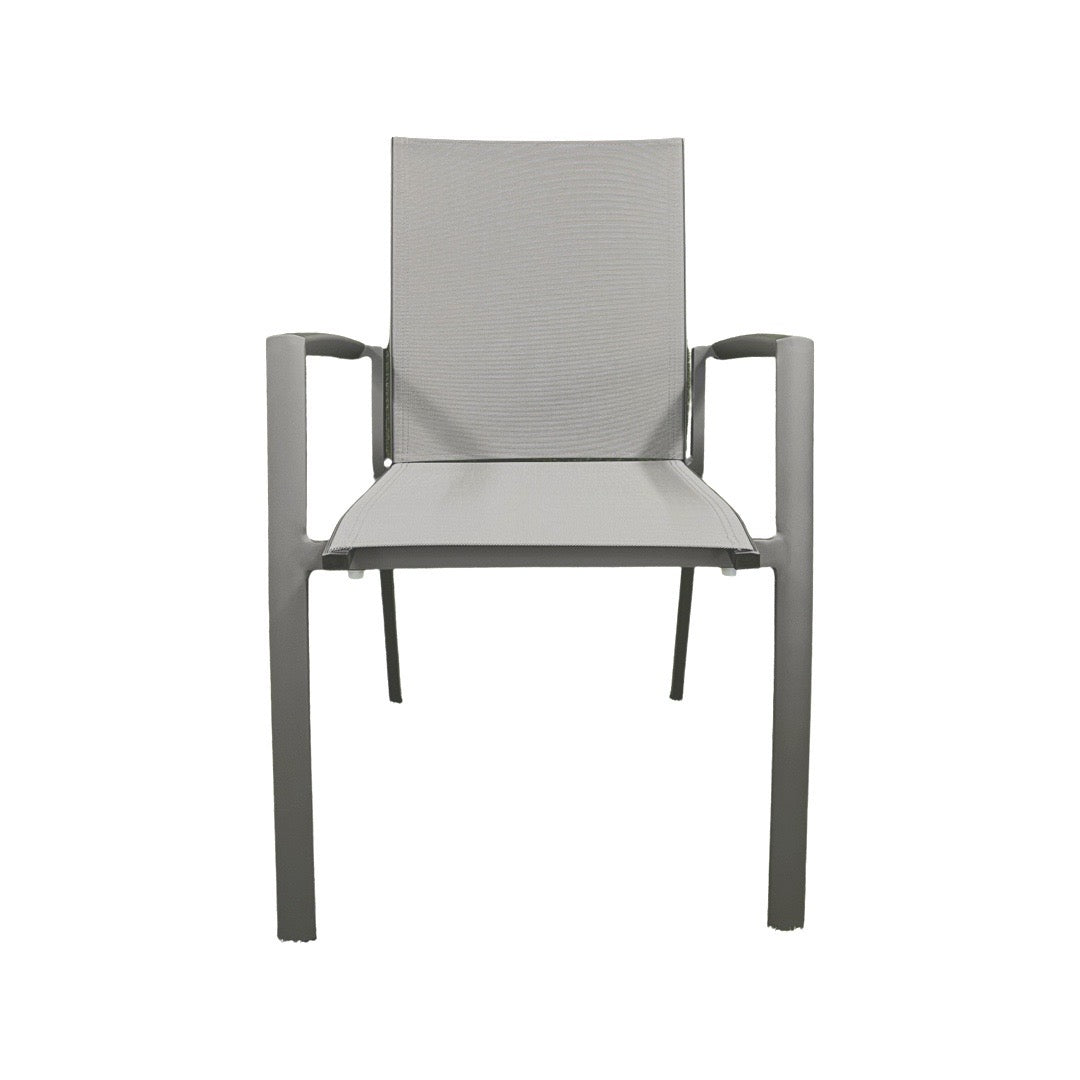 Sevilla chaise de jardin empilable en antracite aluminium et textilène gris argenté
