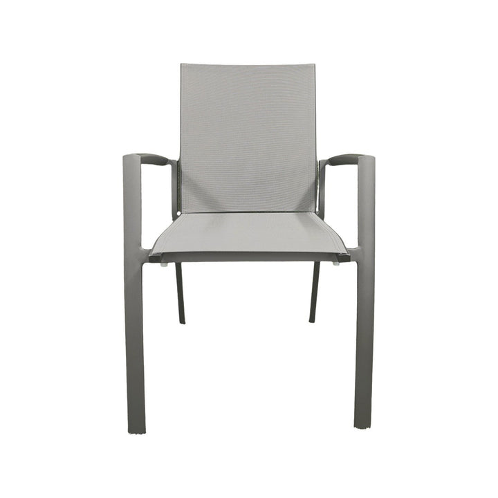 Sevilla chaise de jardin empilable en antracite aluminium et textilène gris argenté