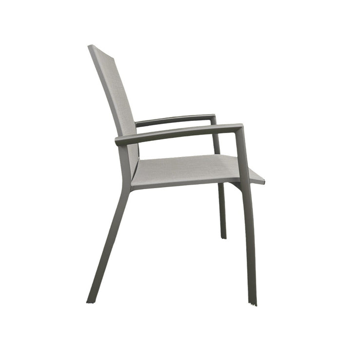 Sevilla chaise de jardin empilable en antracite aluminium et textilène gris argenté