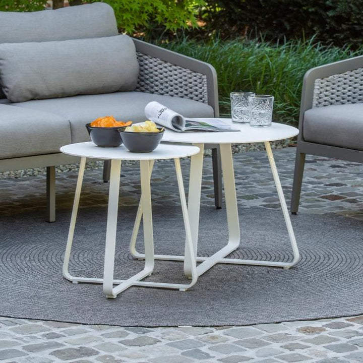 Elko coffee table in wit aluminium Ø 90cm
