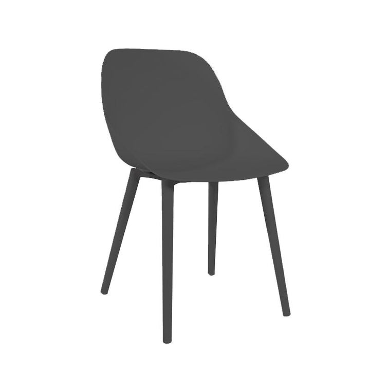 Table Linate avec plateau en verre et chaise coque Galati