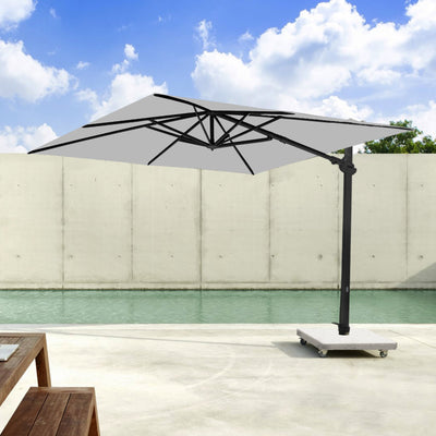 Monaco Zweefparasol 300x300 Sunbrella | parasol+voet+hoes | zwart/lichtgrijs